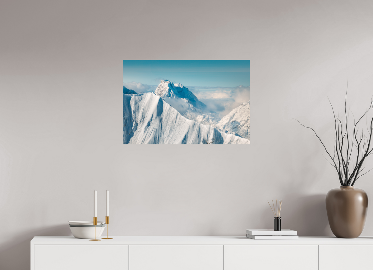 75 x 50 cm, Photo Print Under Acrylic Glass Omeshorn Cross with Rote Wand in Winter, Arlberg