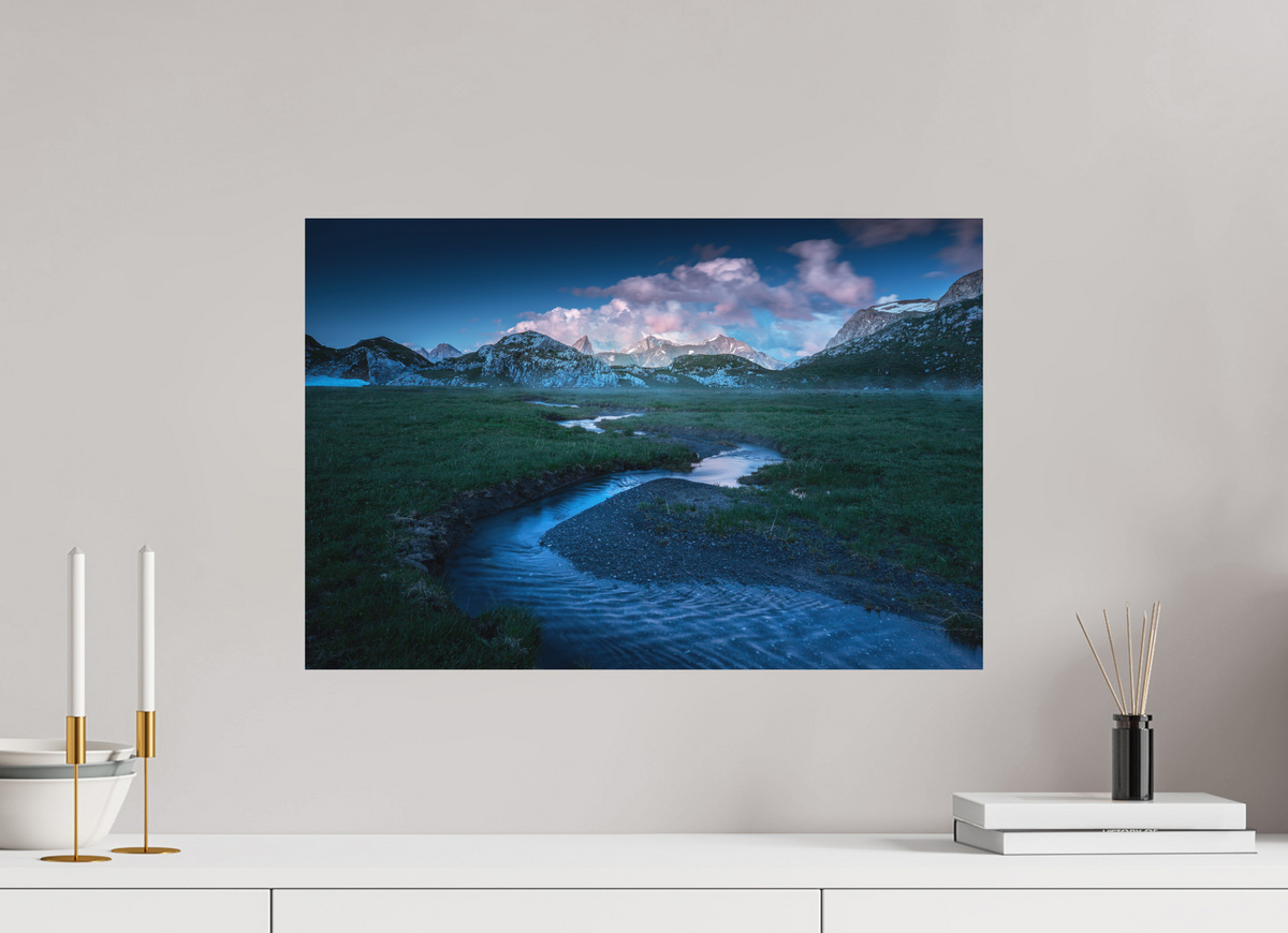 60 x 40 cm, Papierprint ohne Rahmen Madloch River Bend at Blue Hour, Lech