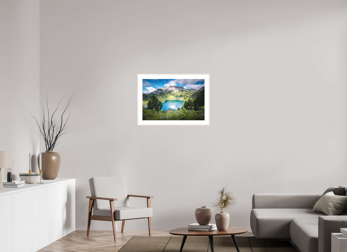 75 x 50 cm, Rahmen-Weiß Formarinsee and Rote Wand, Vorarlberg