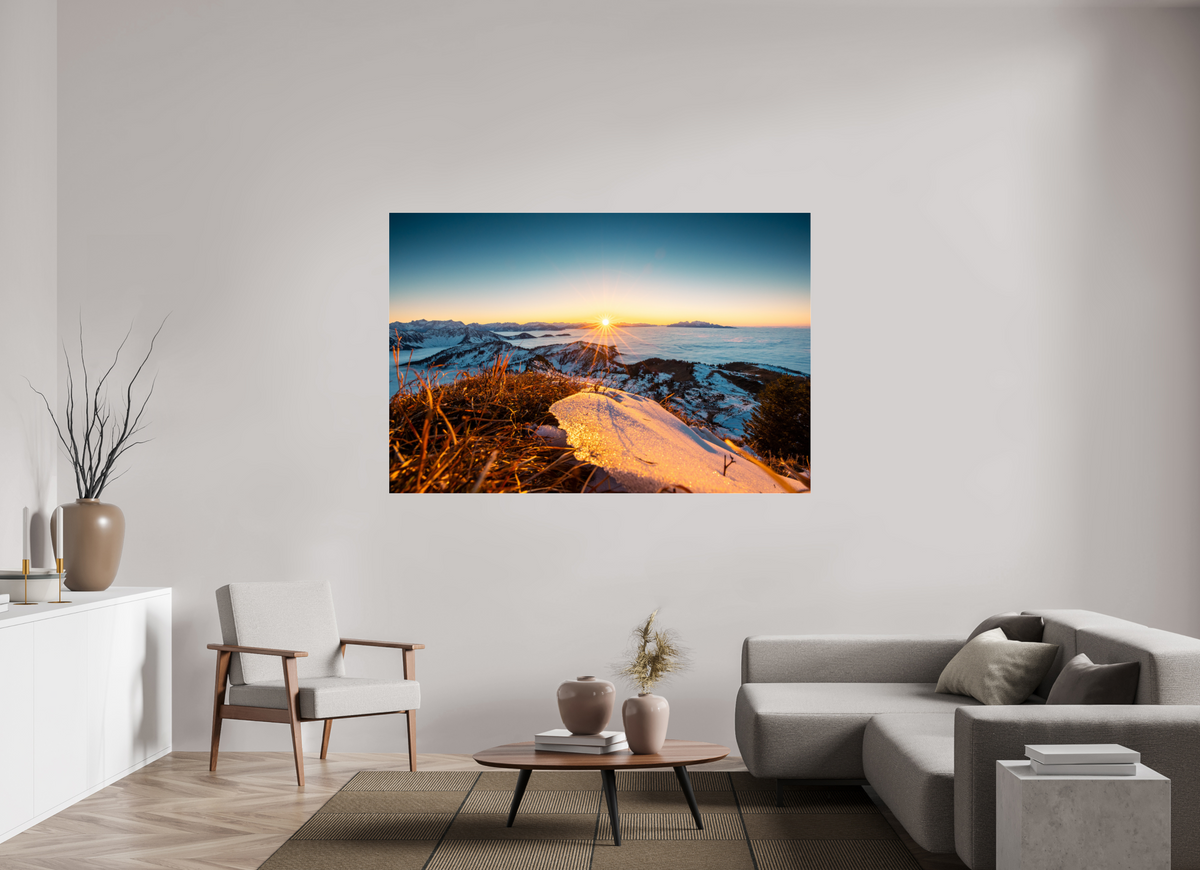 180 x 120 cm, Photo Print Under Acrylic Glass Sunset at the Hohe Matona, Vorarlberg