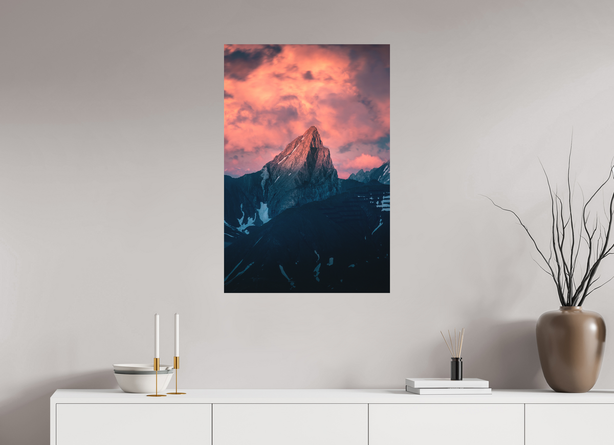 60 x 90 cm, Papierprint ohne Rahmen Roggspitze Sunset, Vorarlberg Austria