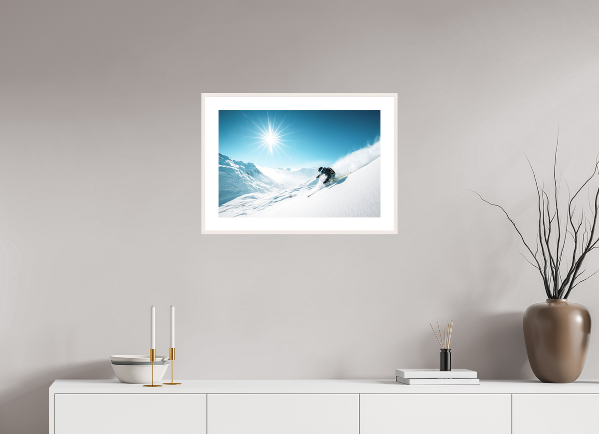 60 x 40 cm, Rahmen-Weiß Freeride Action, Zürs