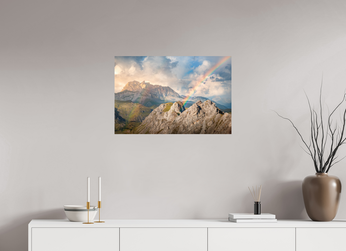 75 x 50 cm, Papierprint ohne Rahmen Rainbow over Rote Wand, Arlberg Alps