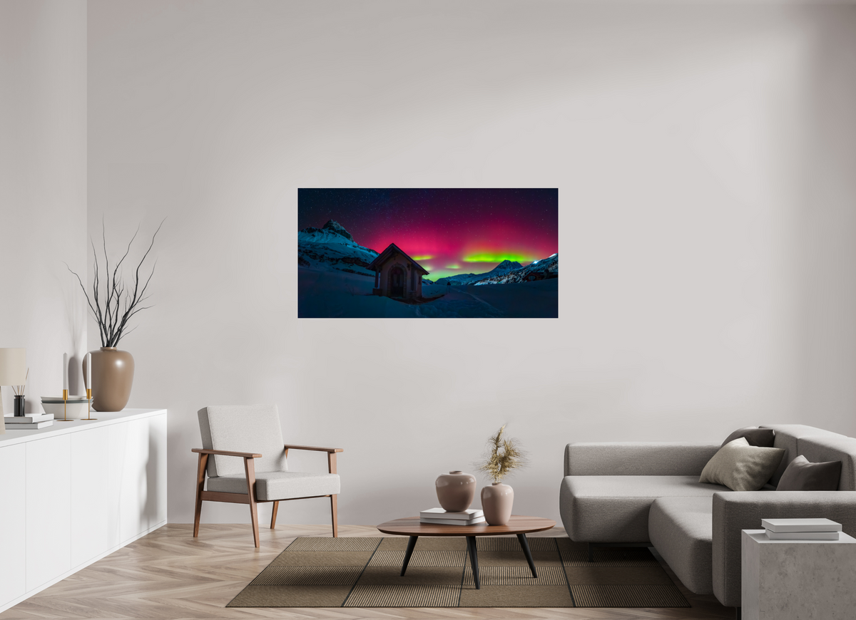 160 x 80 cm, Photo Print Under Acrylic Glass Polar Lights over Zürs, Arlberg