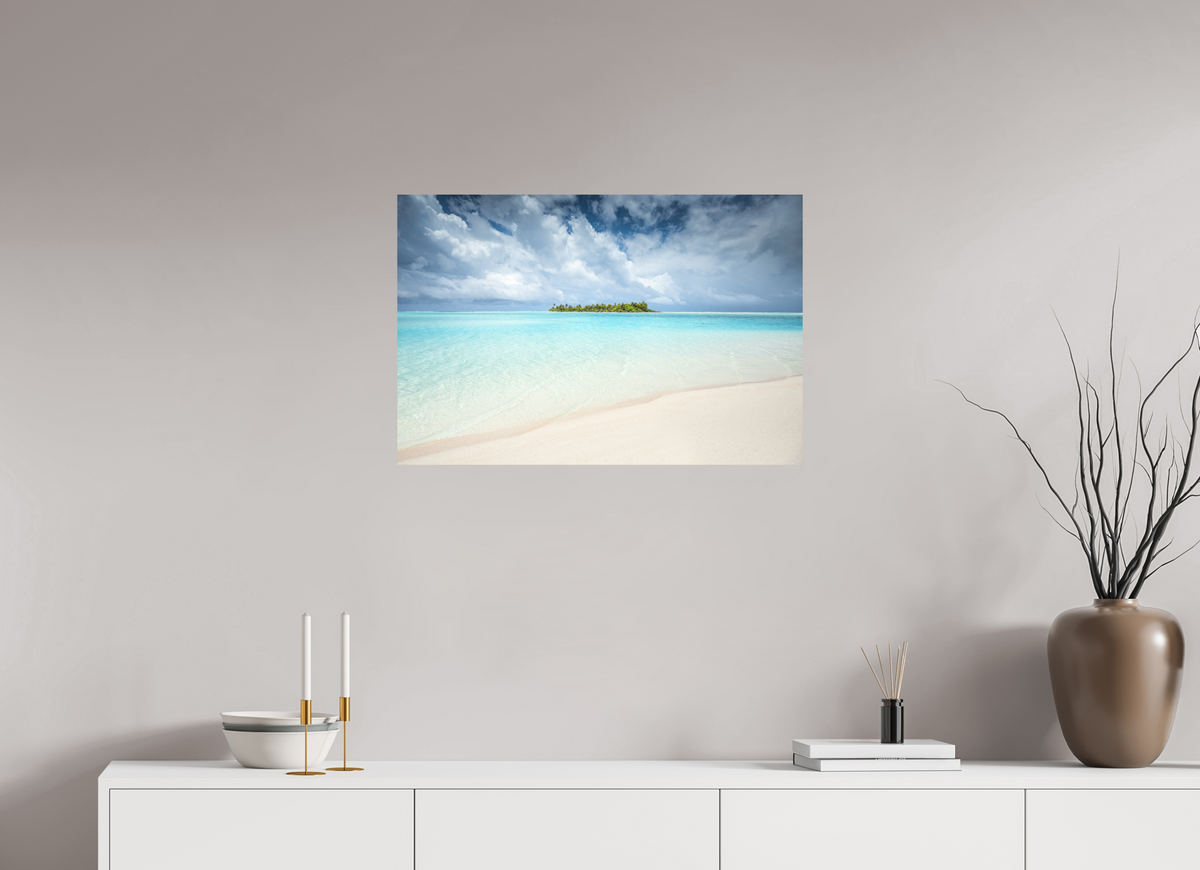 75 x 50 cm, Papierprint ohne Rahmen Island in the Lagoon, Aitutaki