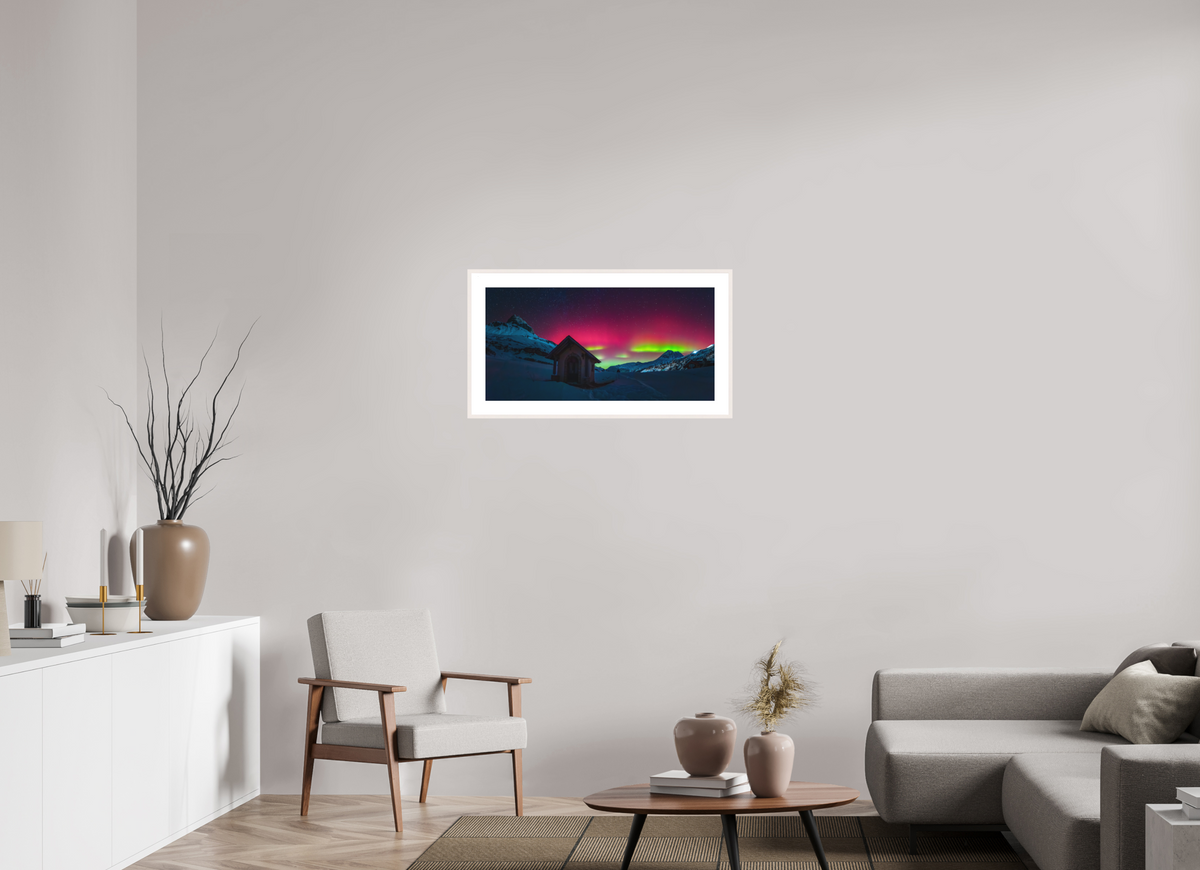 80 x 40 cm, Rahmen-Weiß Polar Lights over Zürs, Arlberg