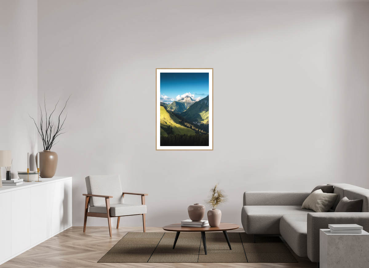 70 x 105 cm, Rahmen-Holzoptik Biberkopf Valley, Warth