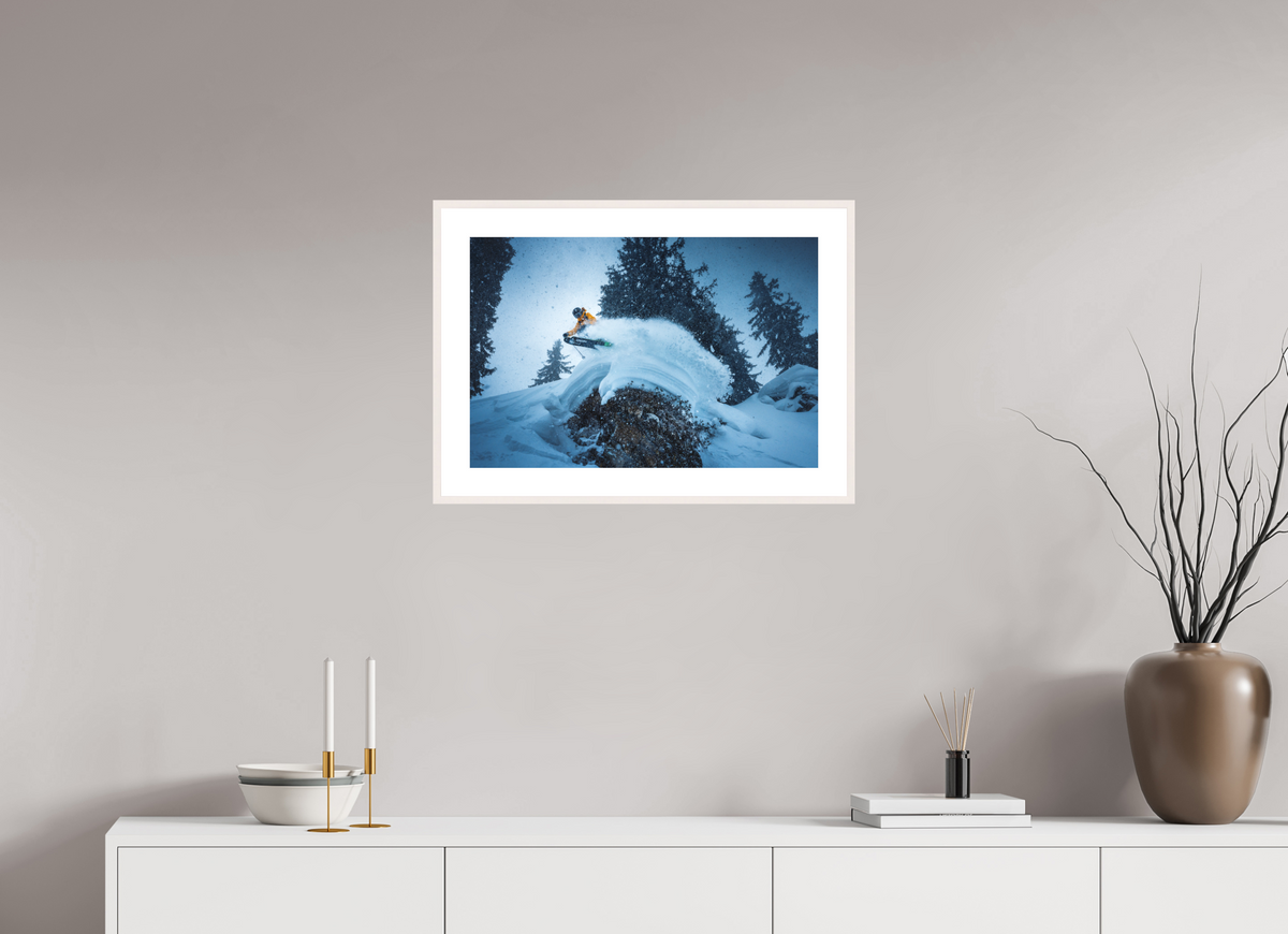 60 x 40 cm, Rahmen-Weiß Freeride Jump, Sonnenkopf