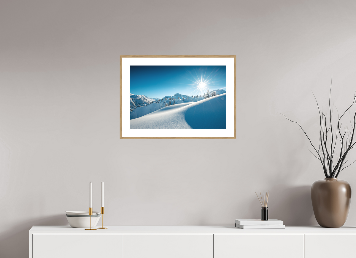 60 x 40 cm, Rahmen-Holzoptik Morning Light Above Lech