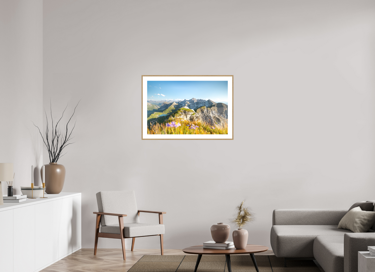 90 x 60 cm, Rahmen-Holzoptik Omeshorn Summer Hike, Austria Arlberg
