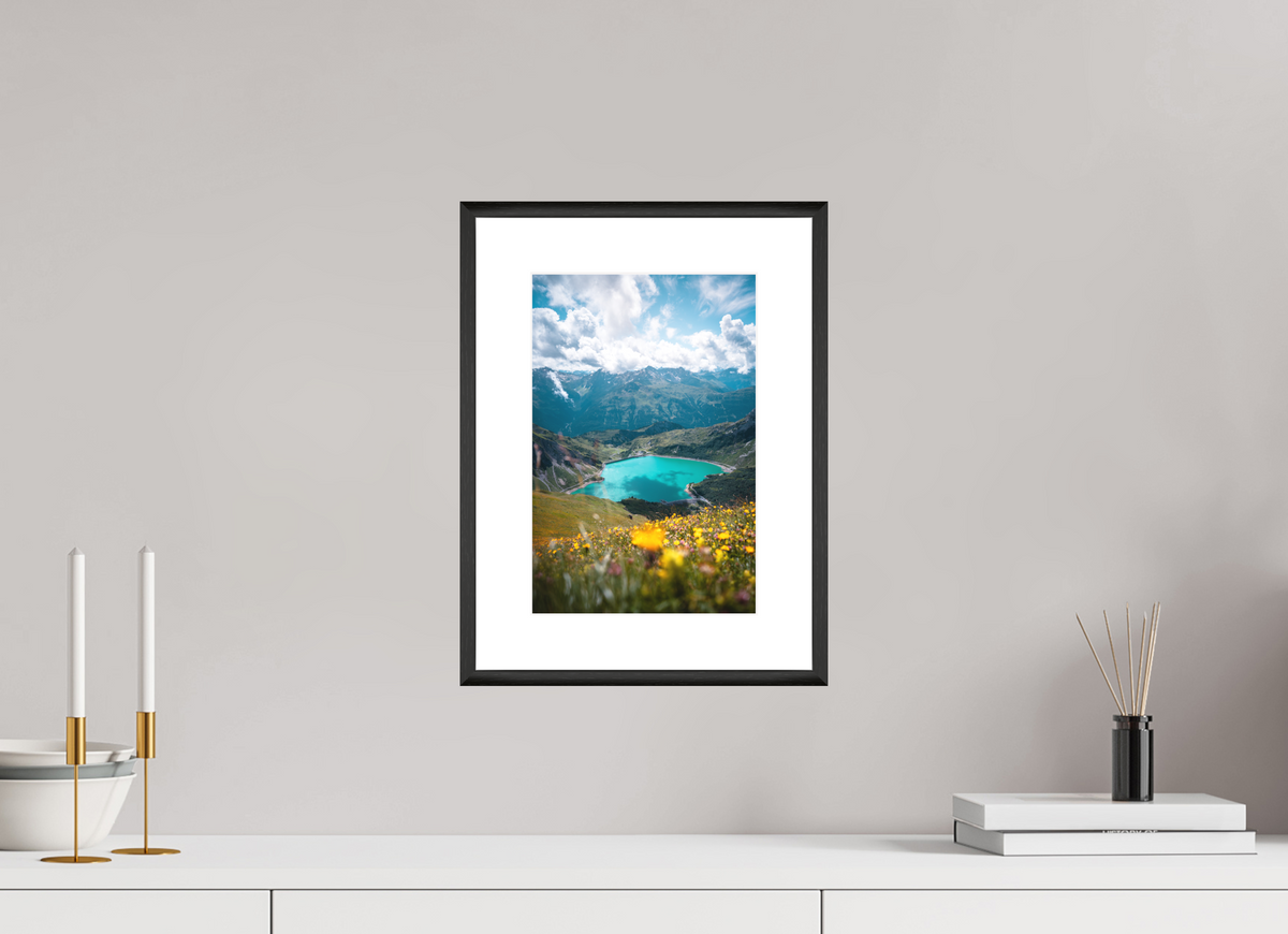 20 x 30 cm, Rahmen-Schwarz Turquoise Lake in Summer, Lech