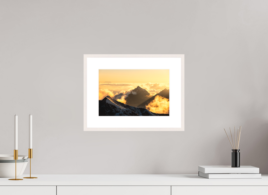 30 x 20 cm, Rahmen-Weiß Golden Clouds at the Valluga, Arlberg