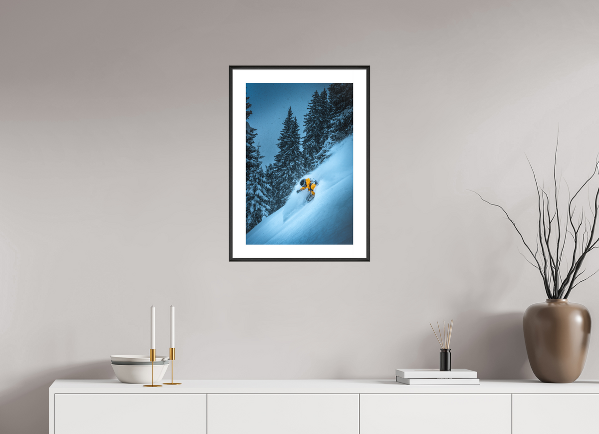 40 x 60 cm, Rahmen-Schwarz Powder Turn at the Sonnenkopf, Klostertal
