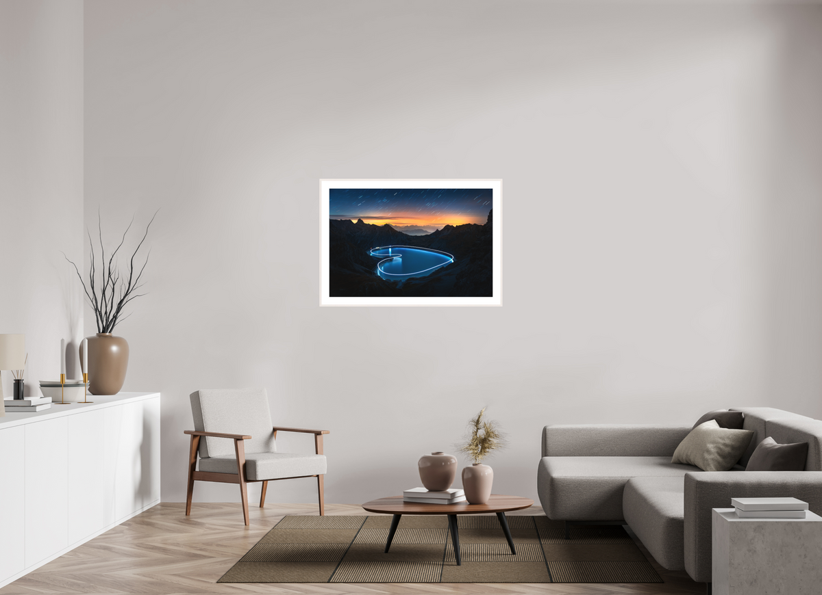 105 x 70 cm, Rahmen-Weiß Lünersee Heart, Vorarlberg