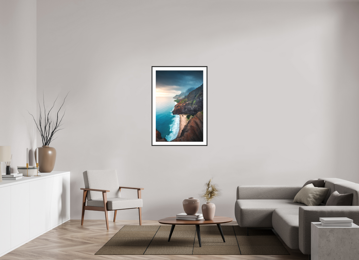 70 x 105 cm, Rahmen-Schwarz Coastline Viewpoint, Kauai