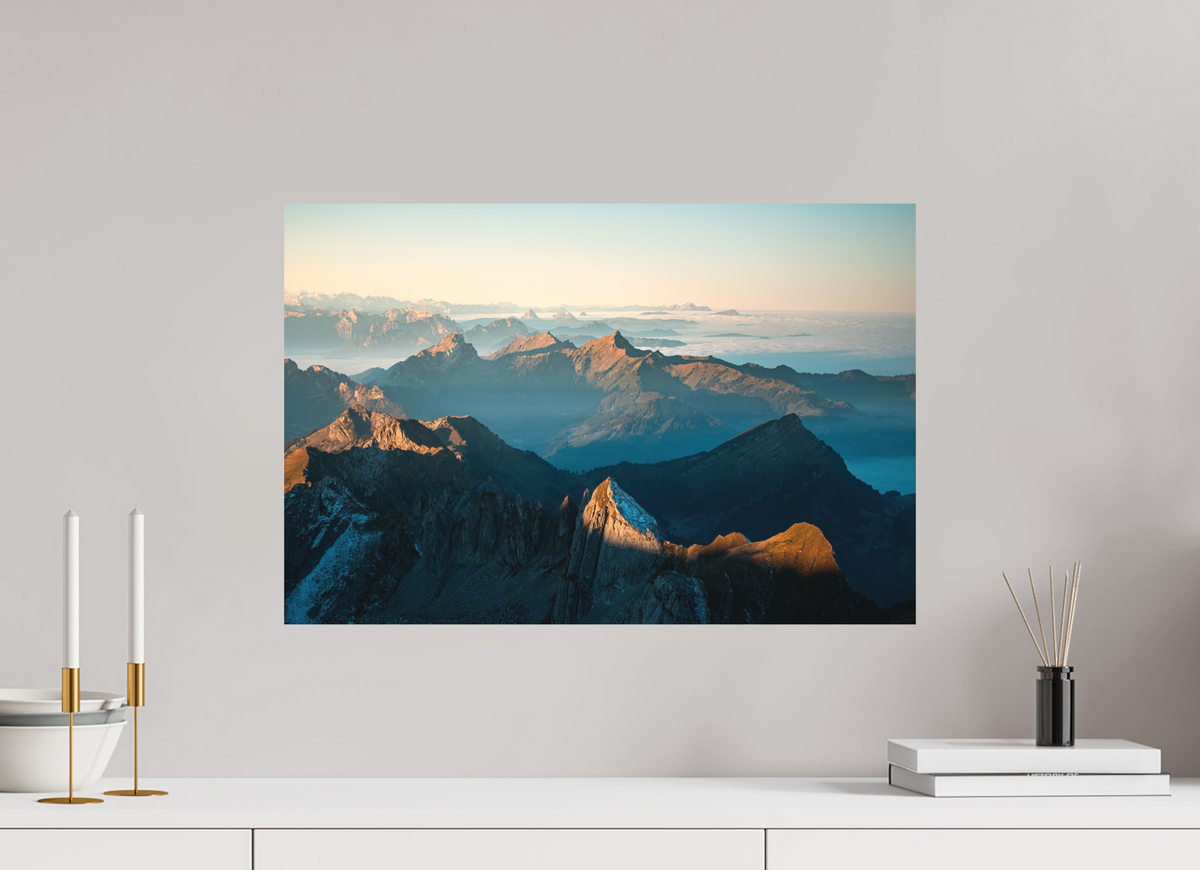 60 x 40 cm, Papierprint ohne Rahmen Säntis Morning Ridge Light, Switzerland