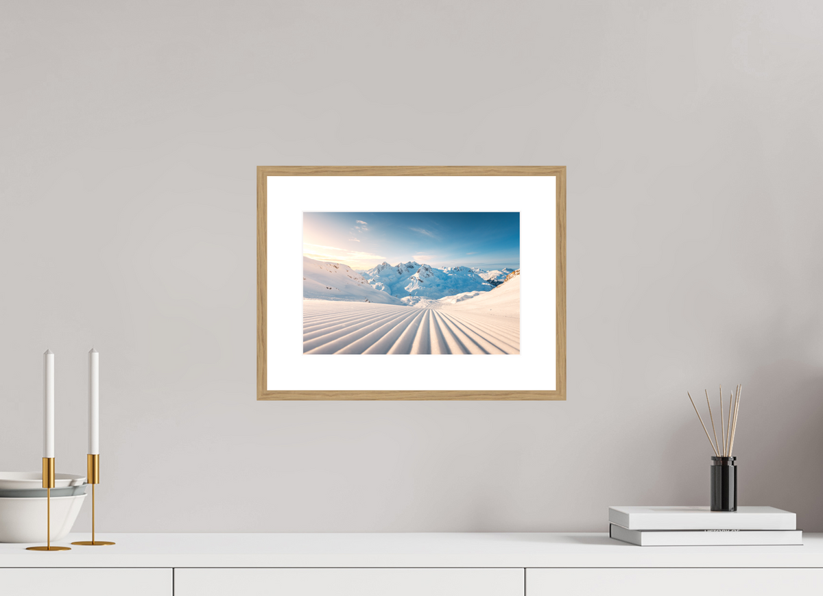30 x 20 cm, Rahmen-Holzoptik Freshly Groomed Slope, Zürs