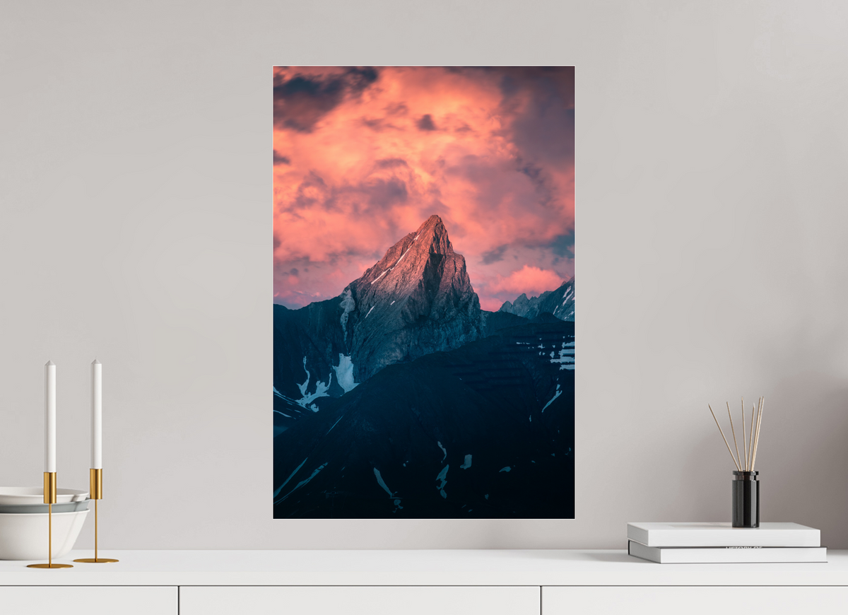 40 x 60 cm, Photo Print Under Acrylic Glass Roggspitze Sunset, Vorarlberg Austria