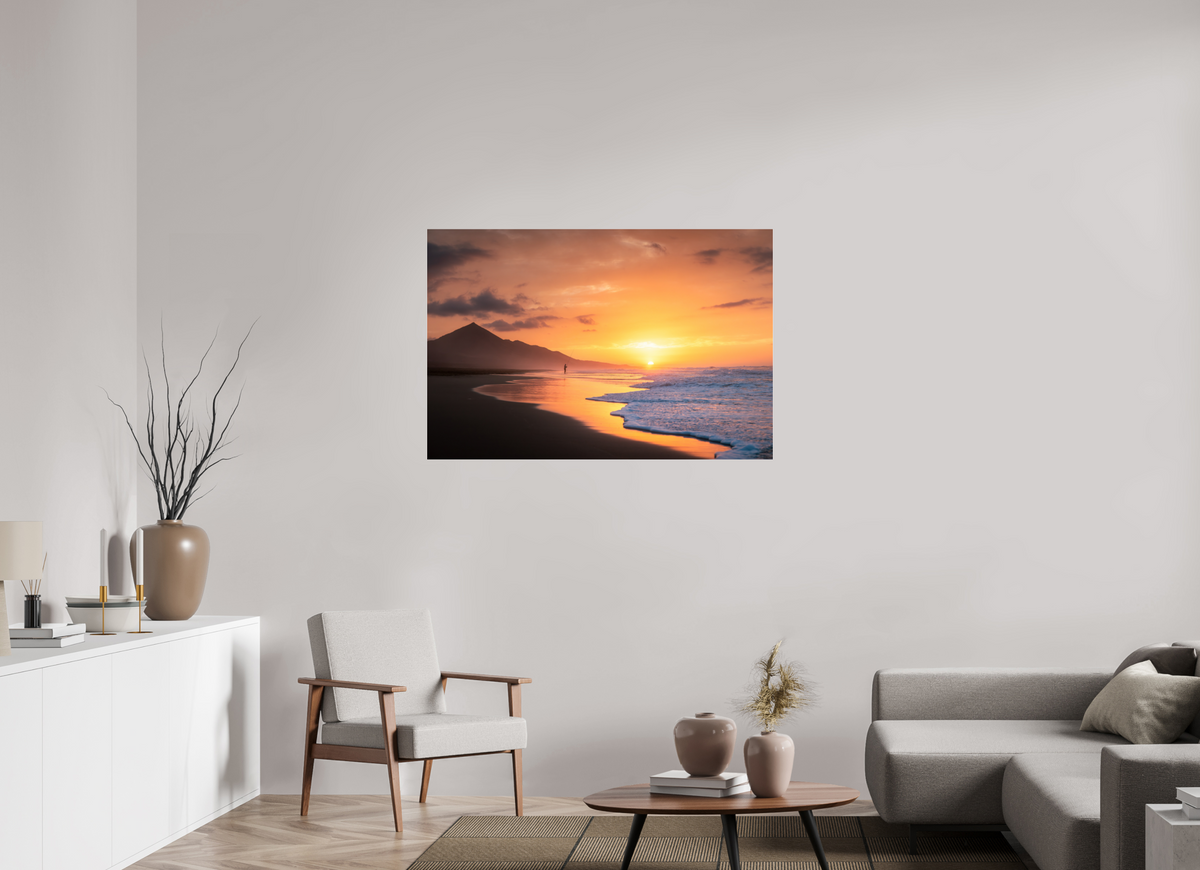 120 x 80 cm, Photo Print Under Acrylic Glass Sunset Angler at Cofete, Fuerteventura