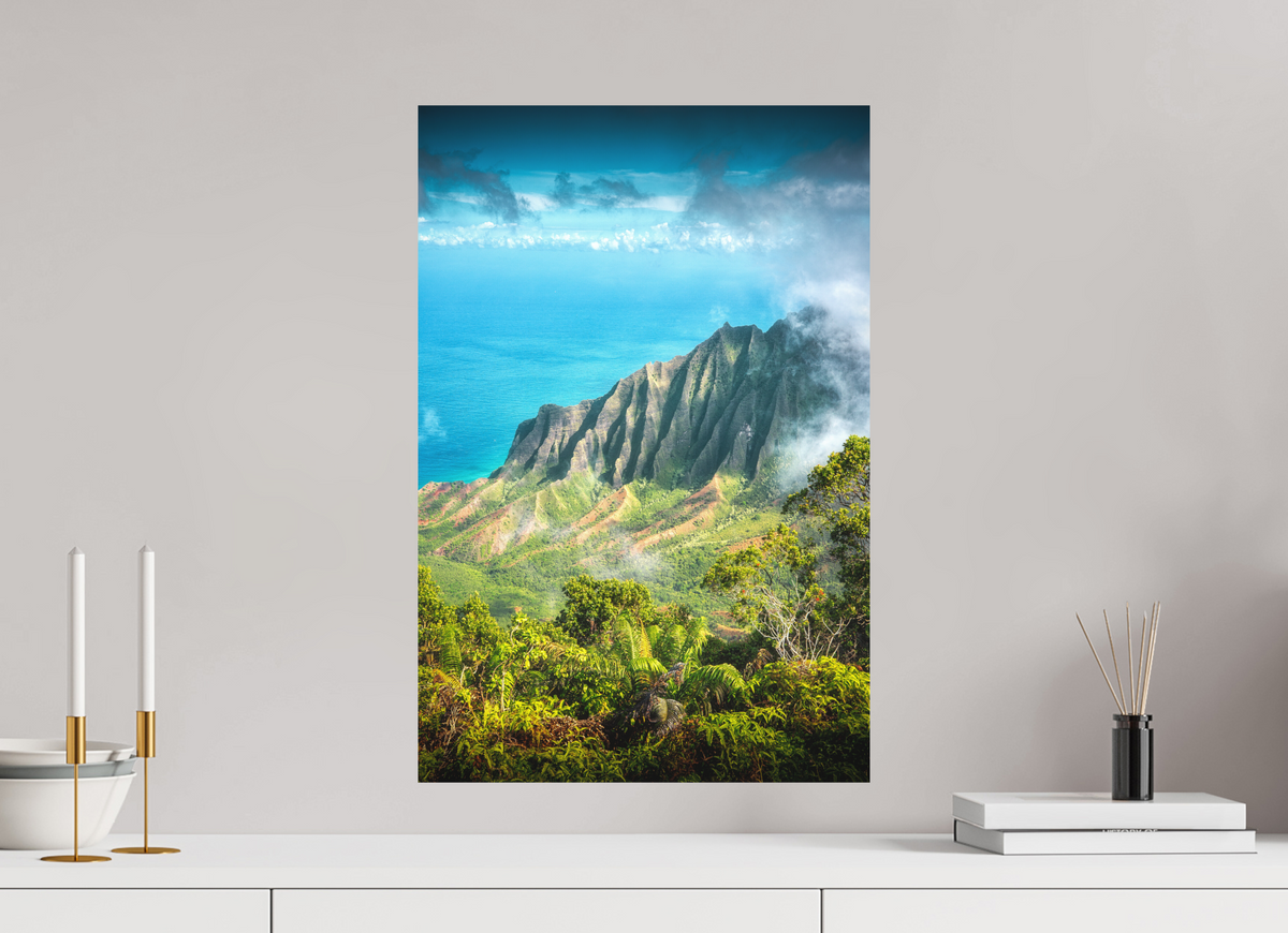 40 x 60 cm, Papierprint ohne Rahmen Kalalau Valley Viewpoint, Kauai Hawaii