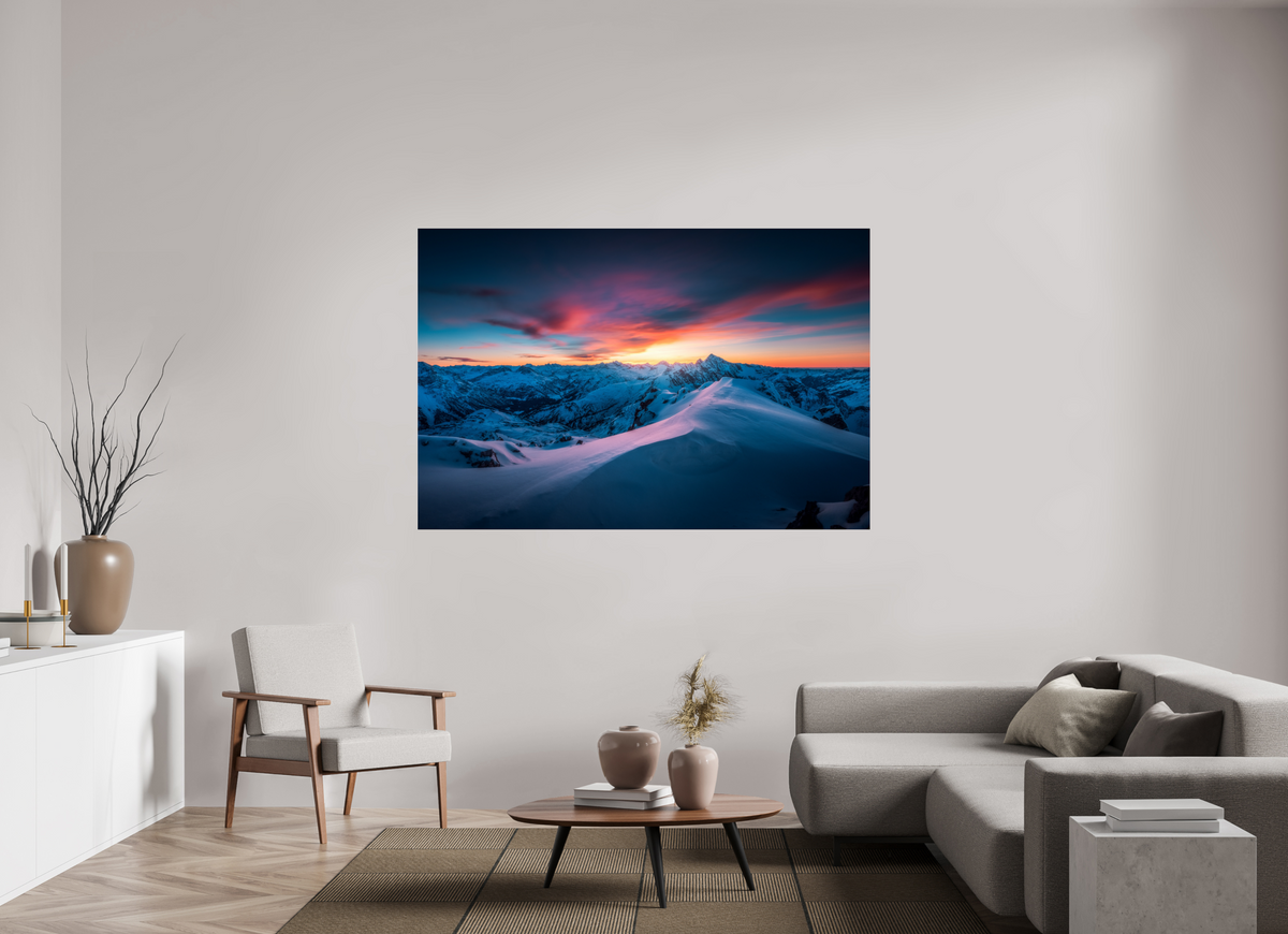 180 x 120 cm, Photo Print Under Acrylic Glass Sunset at the Mohnenfluh, Lech