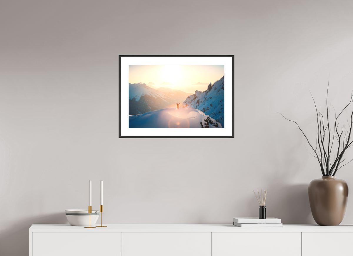 60 x 40 cm, Rahmen-Schwarz Sunset Summit, Zürs