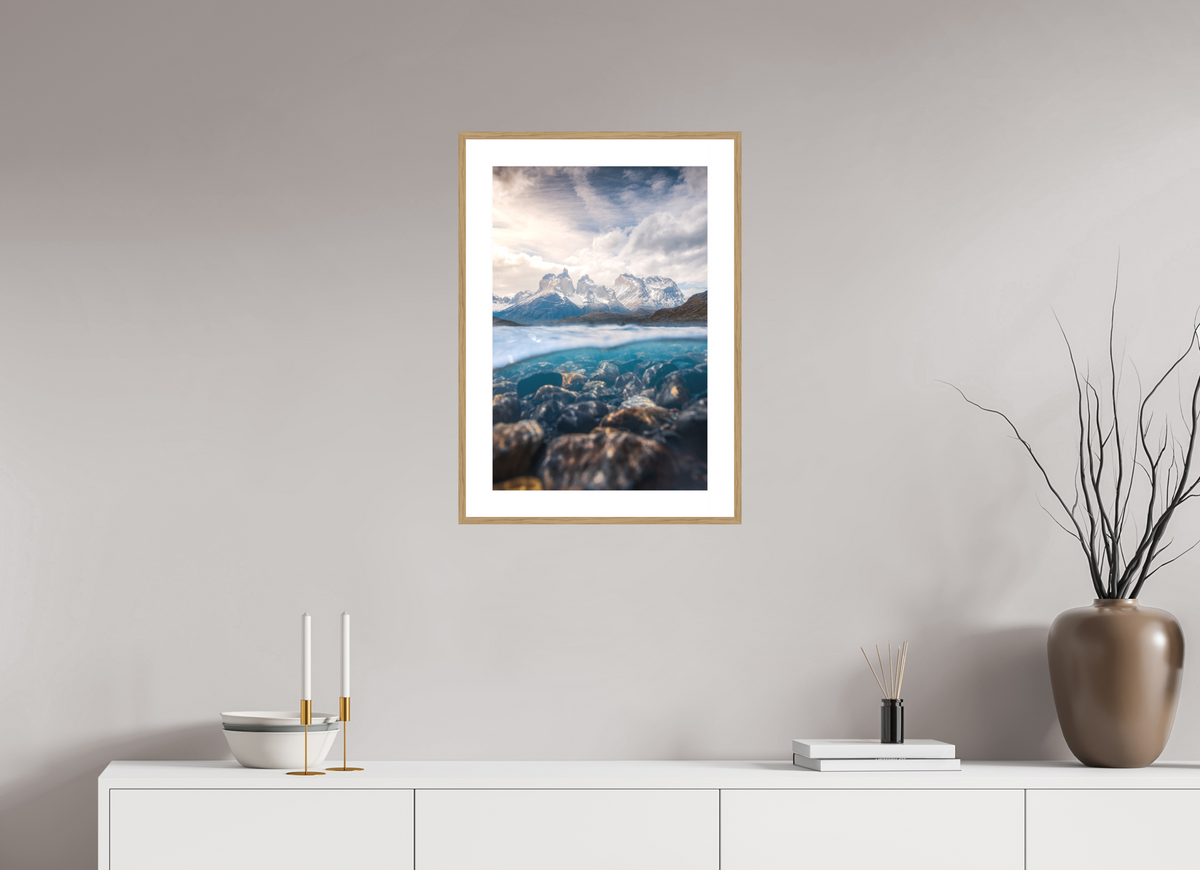 40 x 60 cm, Rahmen-Holzoptik Torres del Paine, Reflection