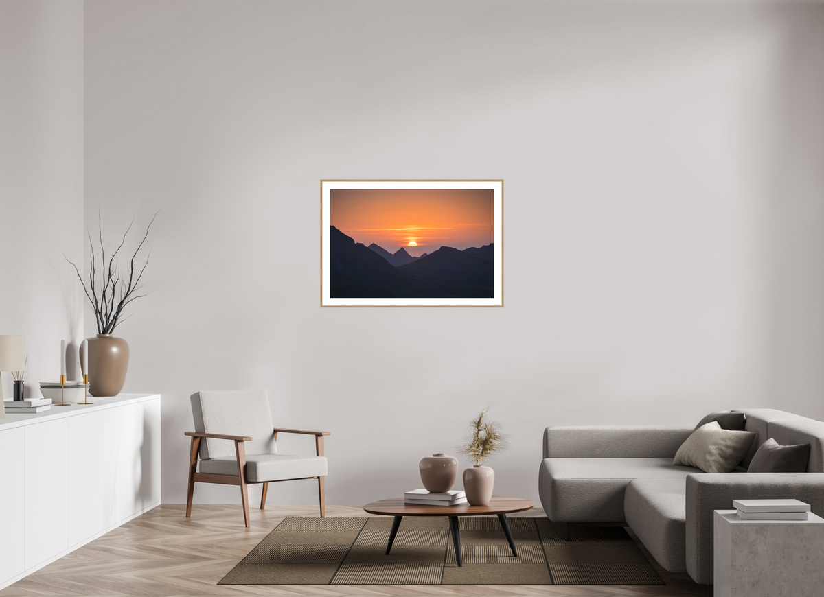 105 x 70 cm, Rahmen-Holzoptik Portlerhorn Sunrise, Vorarlberg