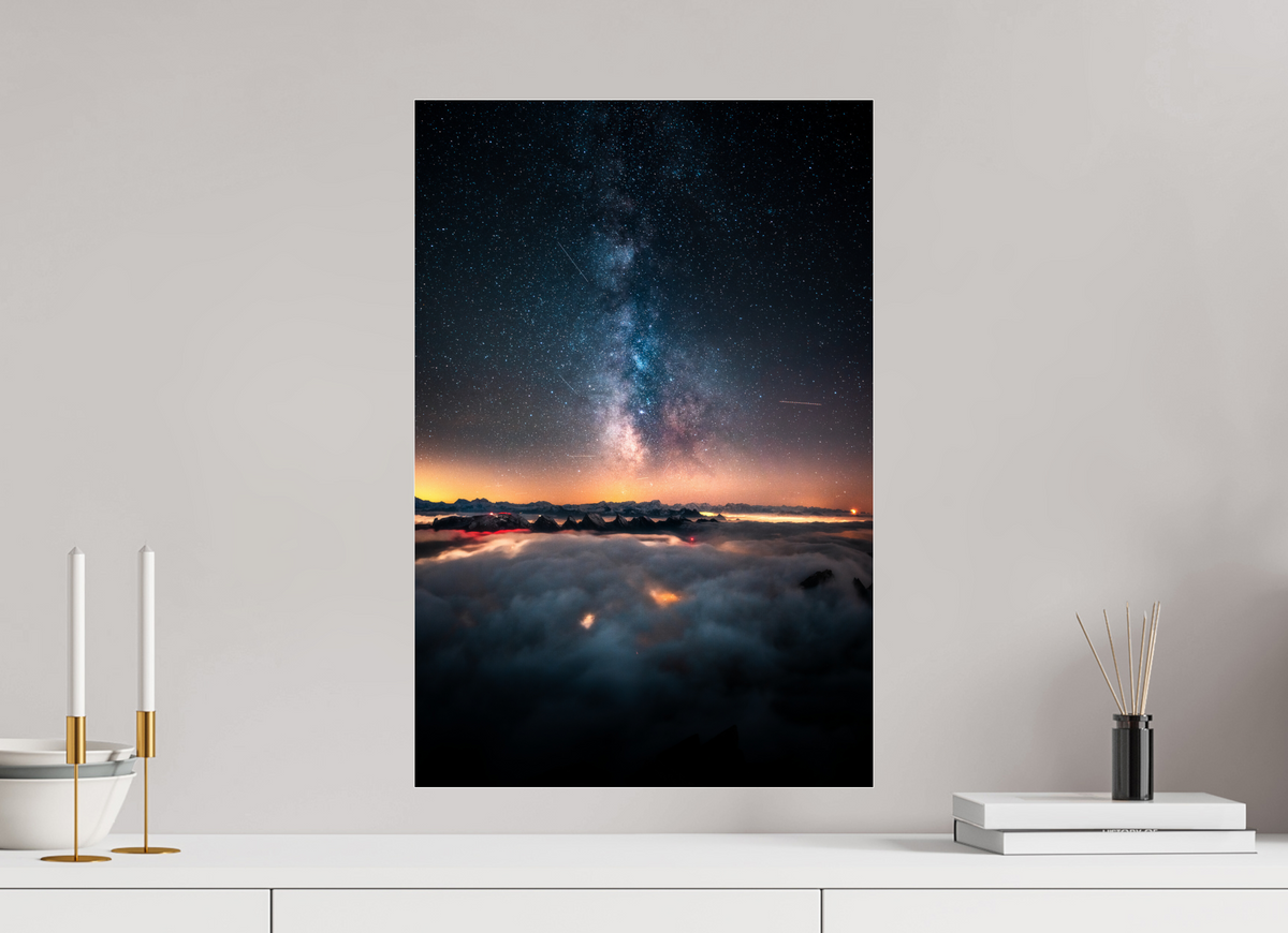 40 x 60 cm, Photo Print Under Acrylic Glass Säntis Milky Way at Night, Switzerland