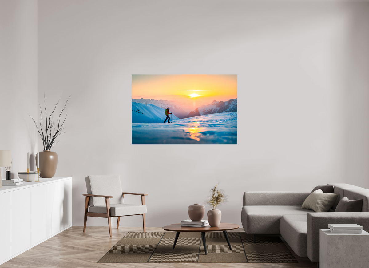 150 x 100 cm, Photo Print Under Acrylic Glass Ski Tour Sunset, Stuben Arlberg