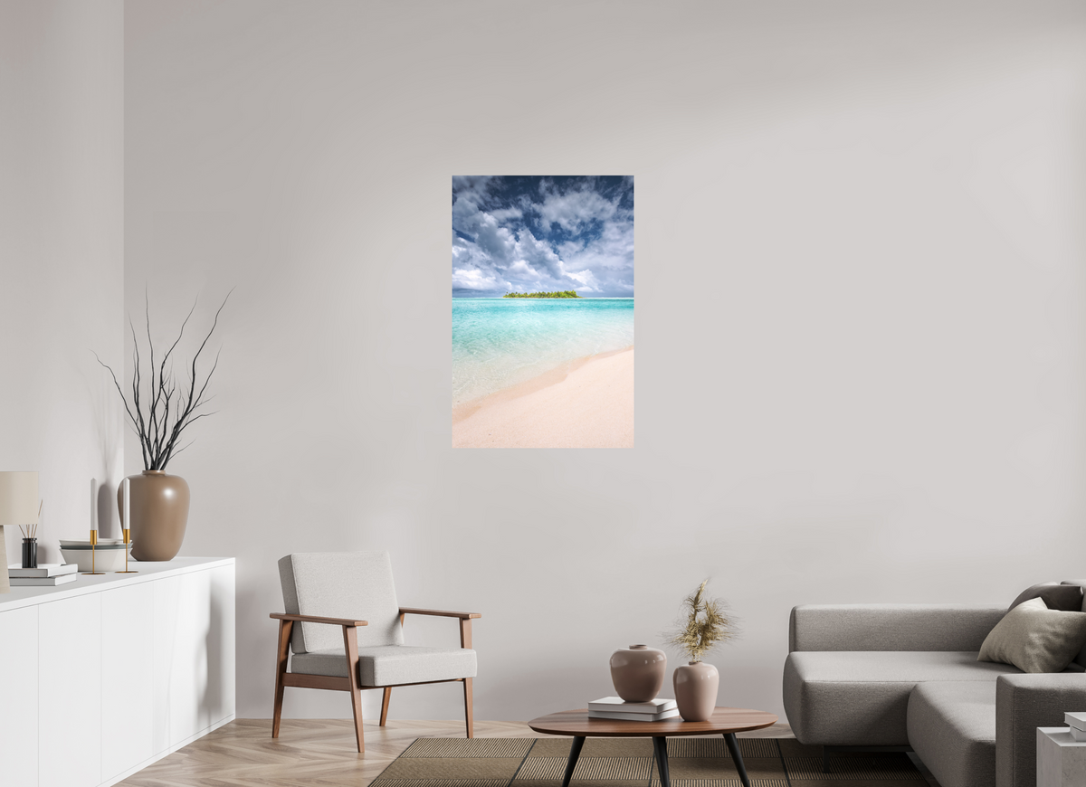 70 x 105 cm, Papierprint ohne Rahmen Tropical Coastline, Aitutaki