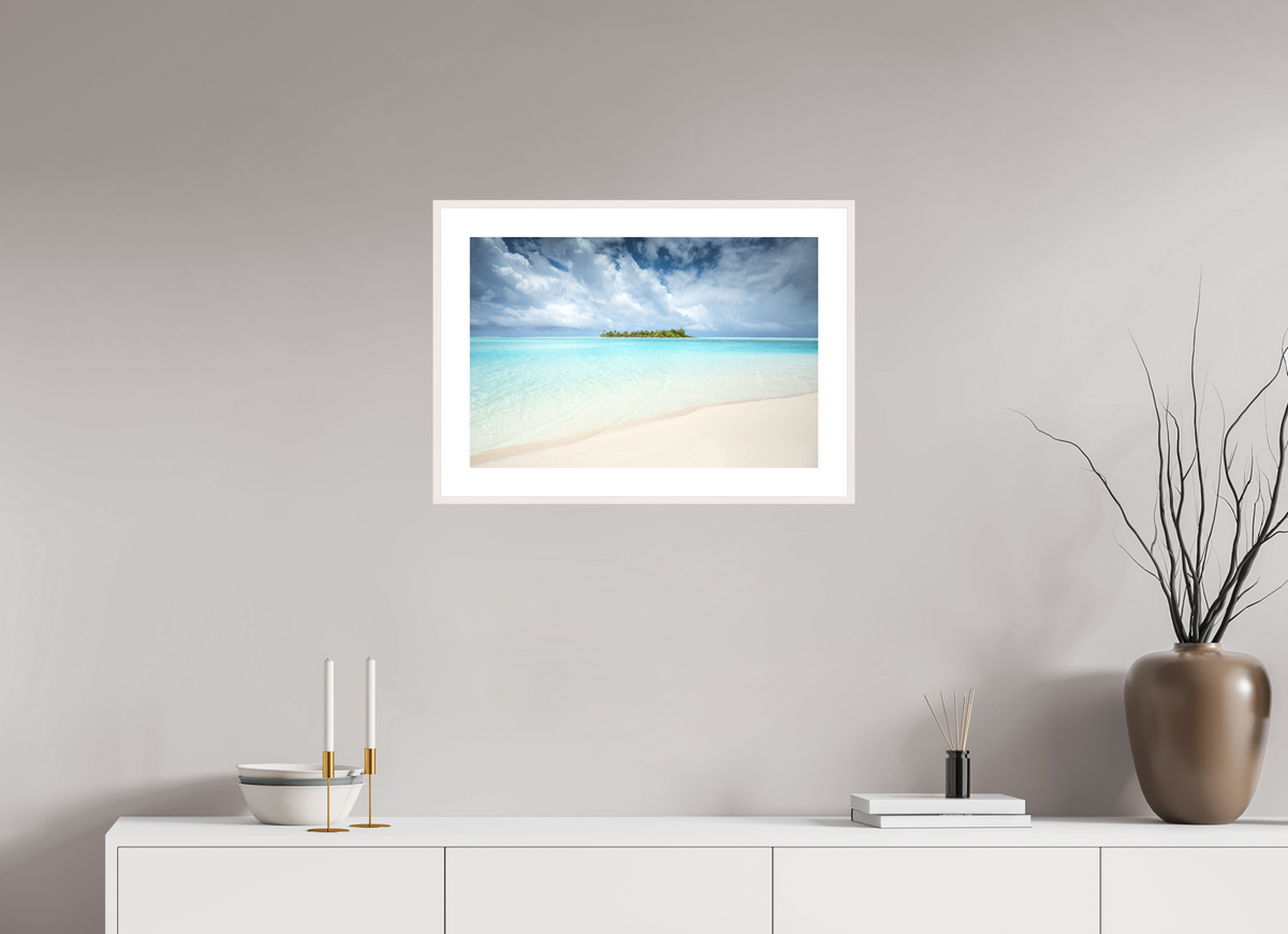 60 x 40 cm, Rahmen-Weiß Island in the Lagoon, Aitutaki