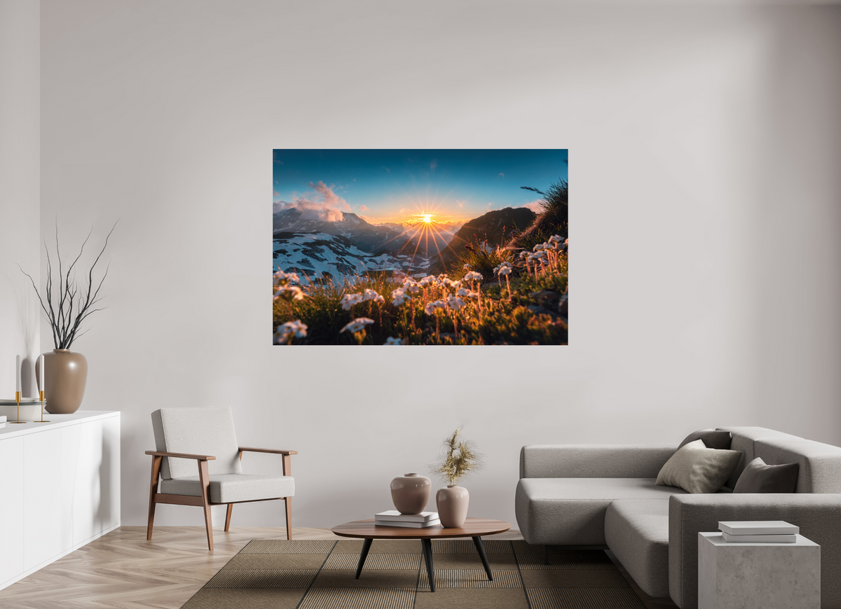 180 x 120 cm, Photo Print Under Acrylic Glass Sunset at the Madloch, Arlberg
