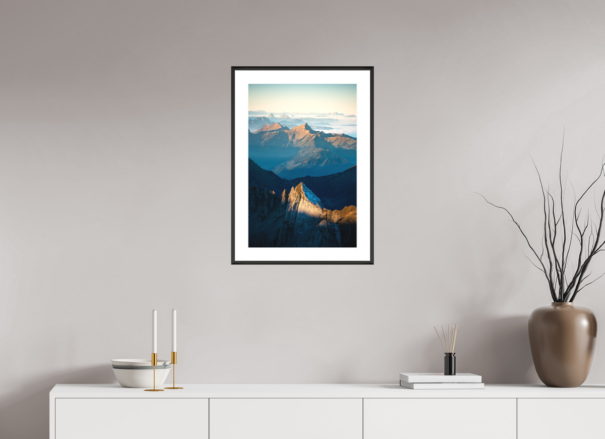 40 x 60 cm, Rahmen-Schwarz Säntis Peak at Sunrise, Switzerland