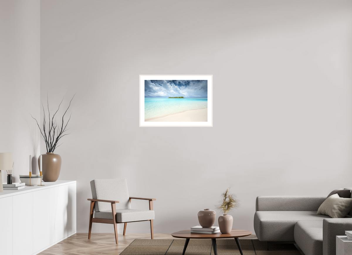 75 x 50 cm, Rahmen-Weiß Island in the Lagoon, Aitutaki
