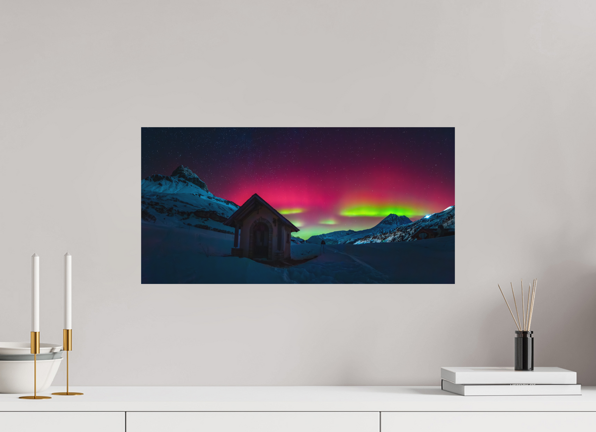 60 x 30 cm, Papierprint ohne Rahmen Polar Lights over Zürs, Arlberg