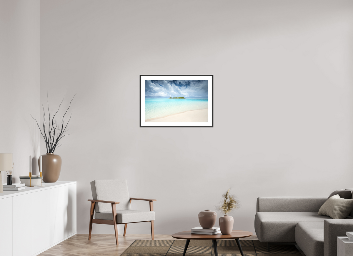 75 x 50 cm, Rahmen-Schwarz Island in the Lagoon, Aitutaki