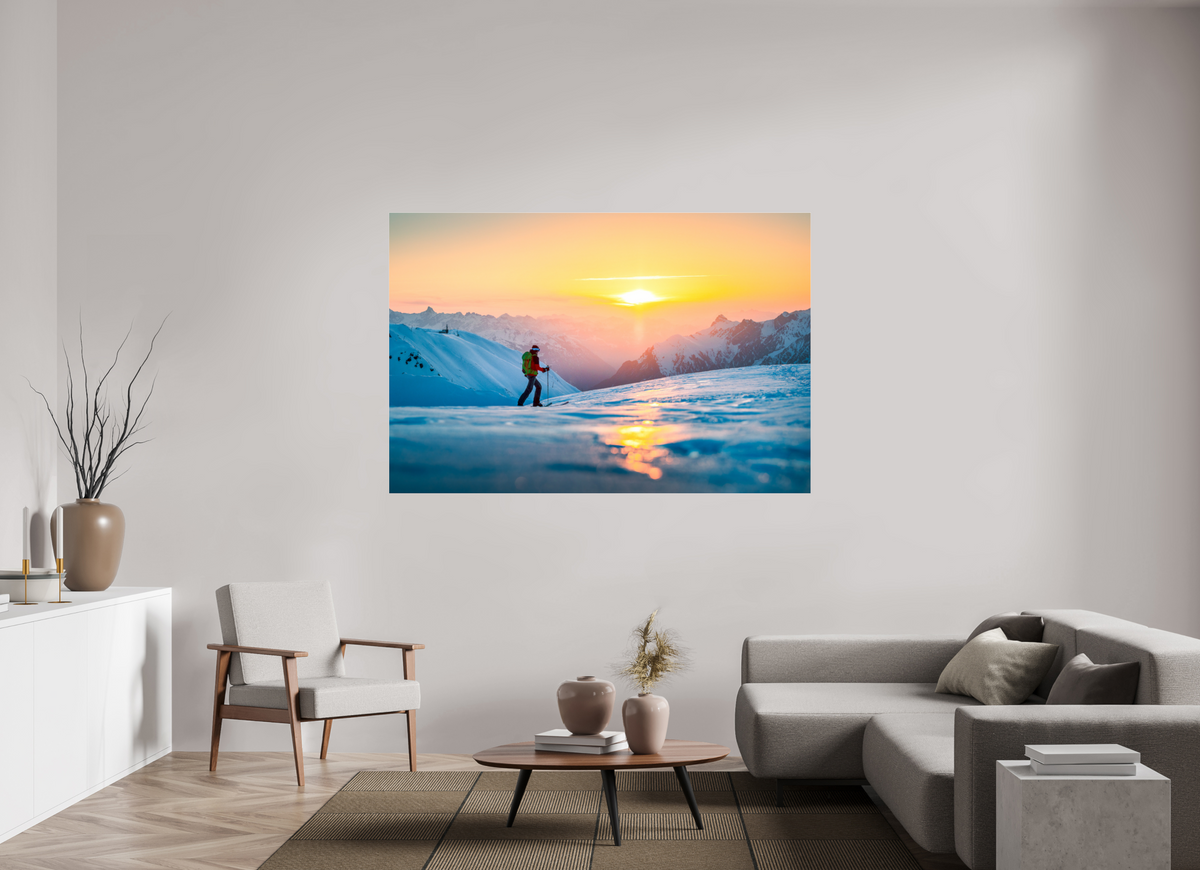 180 x 120 cm, Photo Print Under Acrylic Glass Ski Tour Sunset, Stuben Arlberg