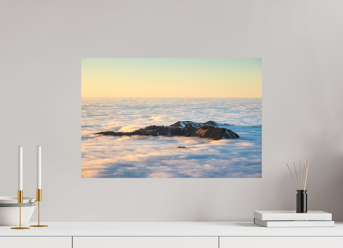 60 x 40 cm, Papierprint ohne Rahmen Island in the Sea of Fog, Hohe Matona
