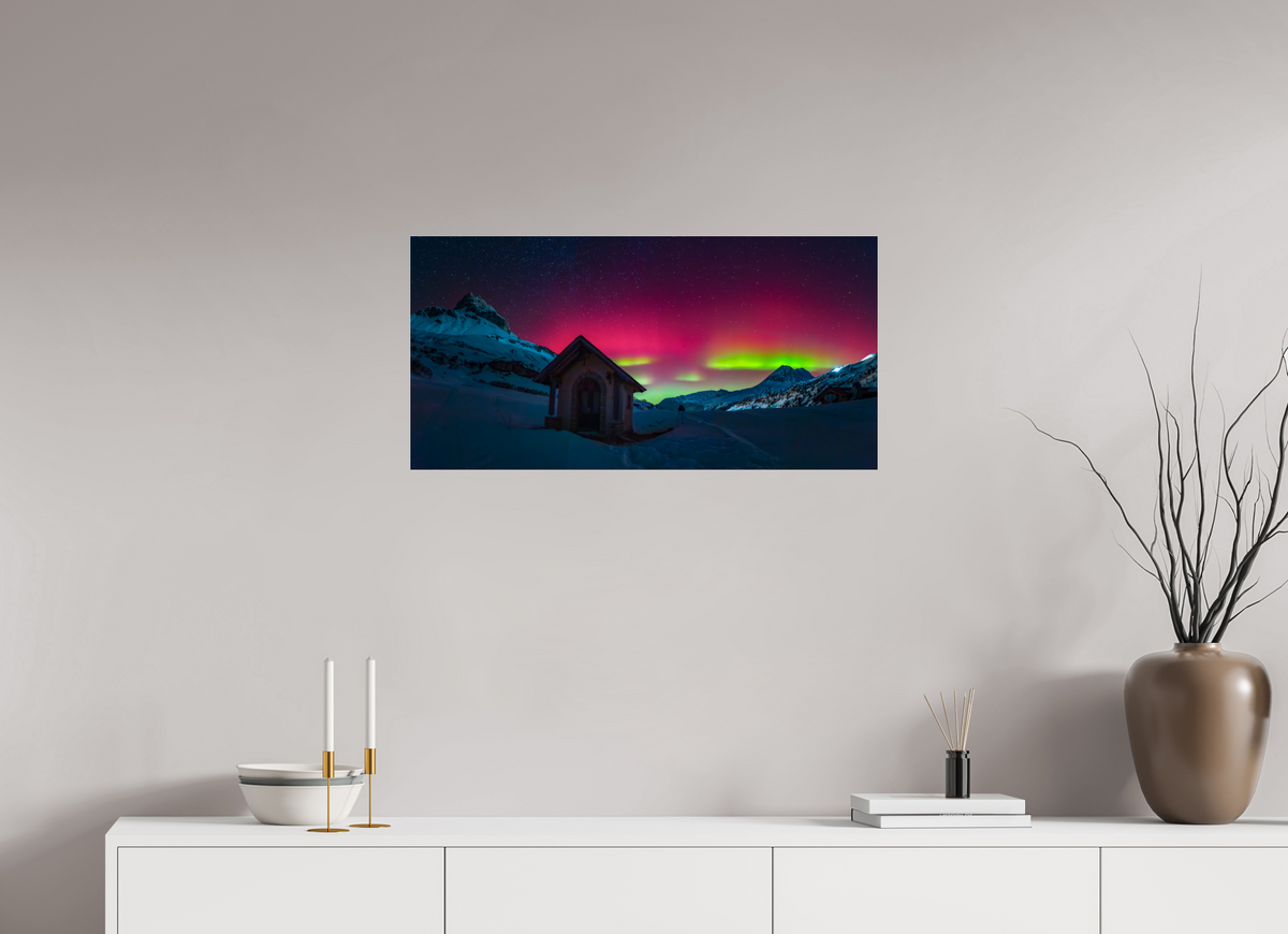80 x 40 cm, Photo Print Under Acrylic Glass Polar Lights over Zürs, Arlberg