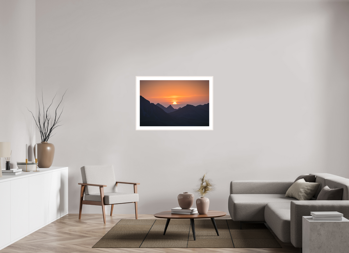 105 x 70 cm, Rahmen-Weiß Portlerhorn Sunrise, Vorarlberg