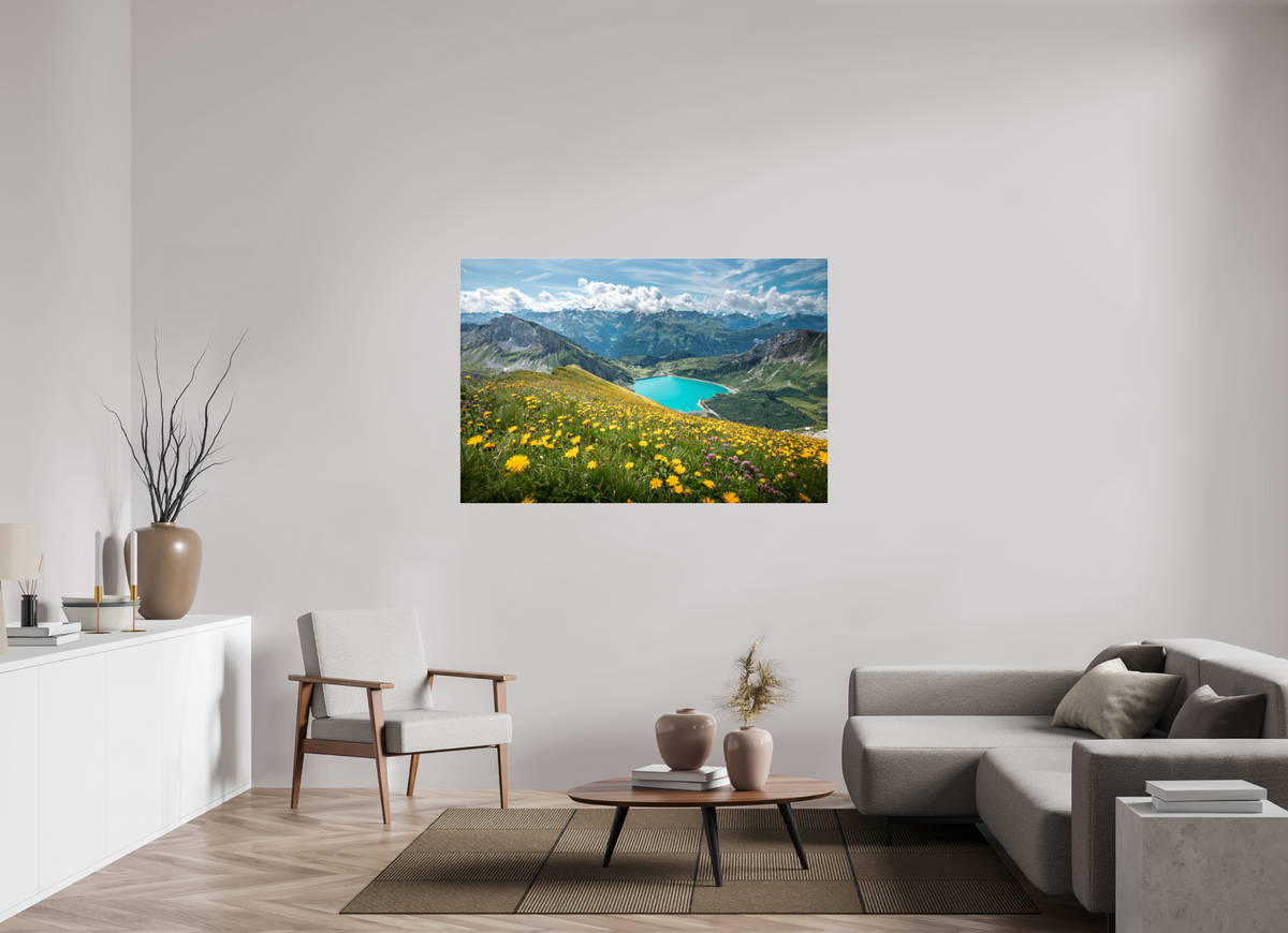 150 x 100 cm, Photo Print Under Acrylic Glass Spullersee Summer Meadow, Lech