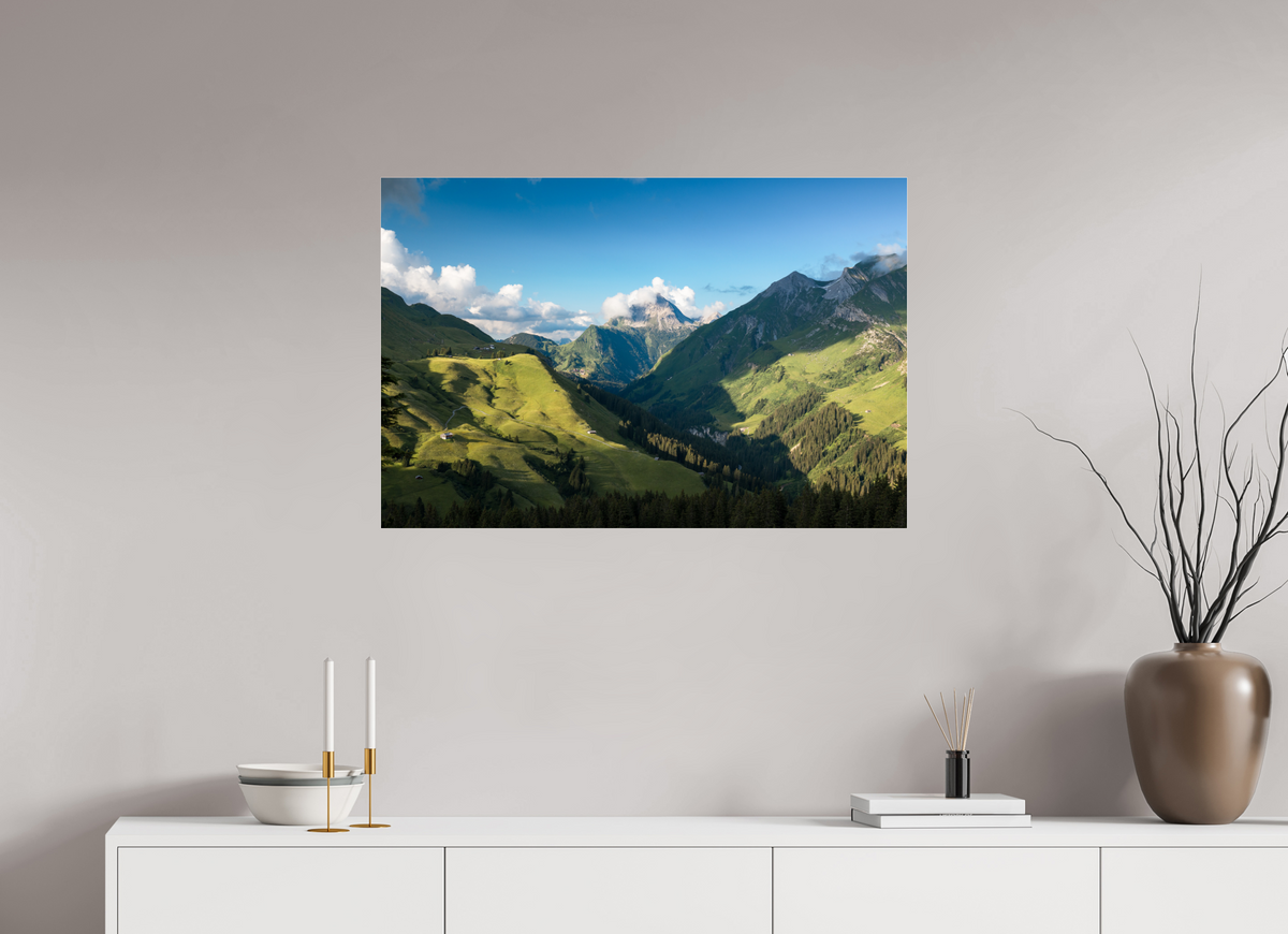 90 x 60 cm, Photo Print Under Acrylic Glass Valley View to the Biberkopf, Warth