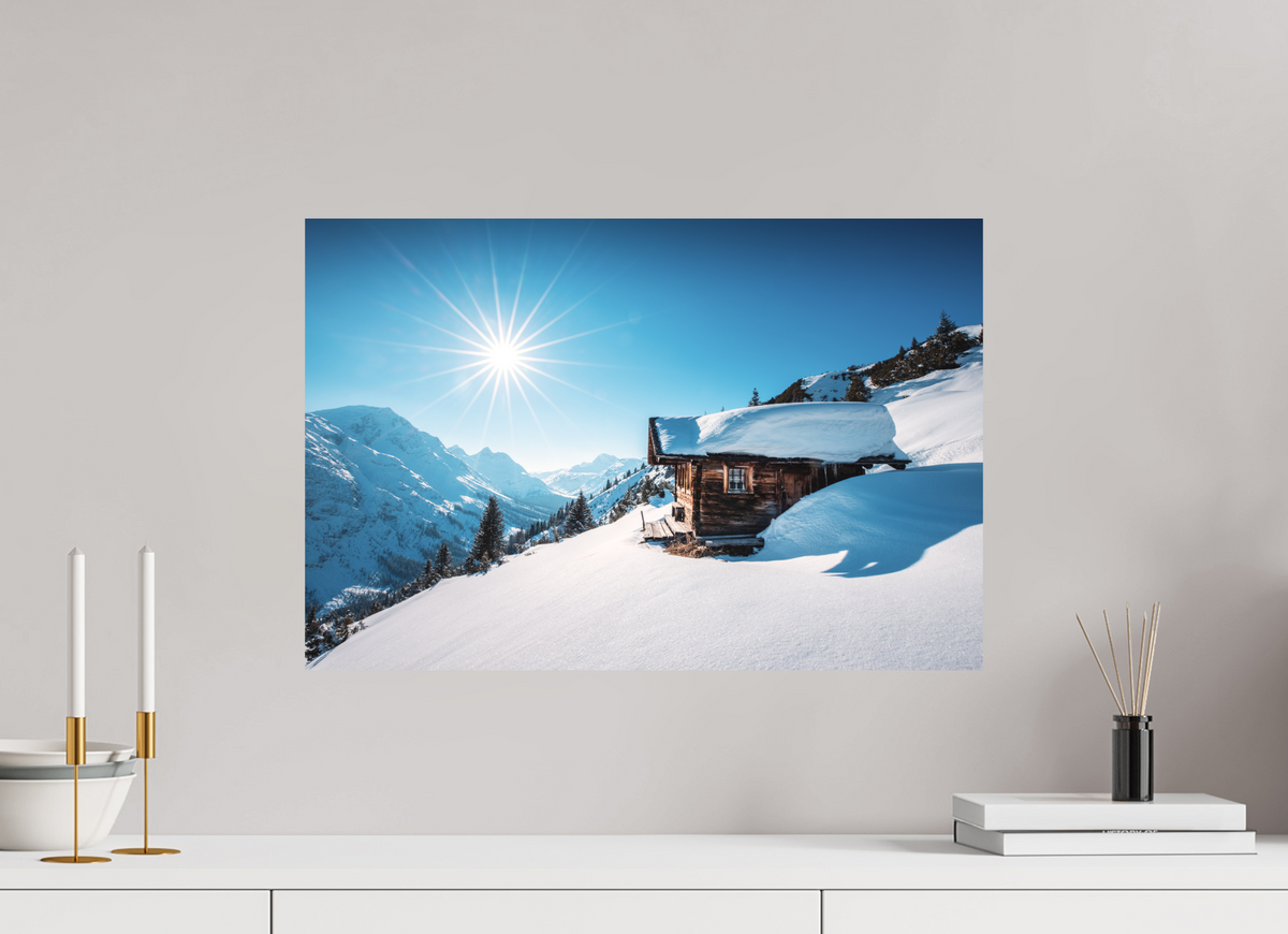 60 x 40 cm, Papierprint ohne Rahmen Zug Hütte, Alpine Refuge, Arlberg