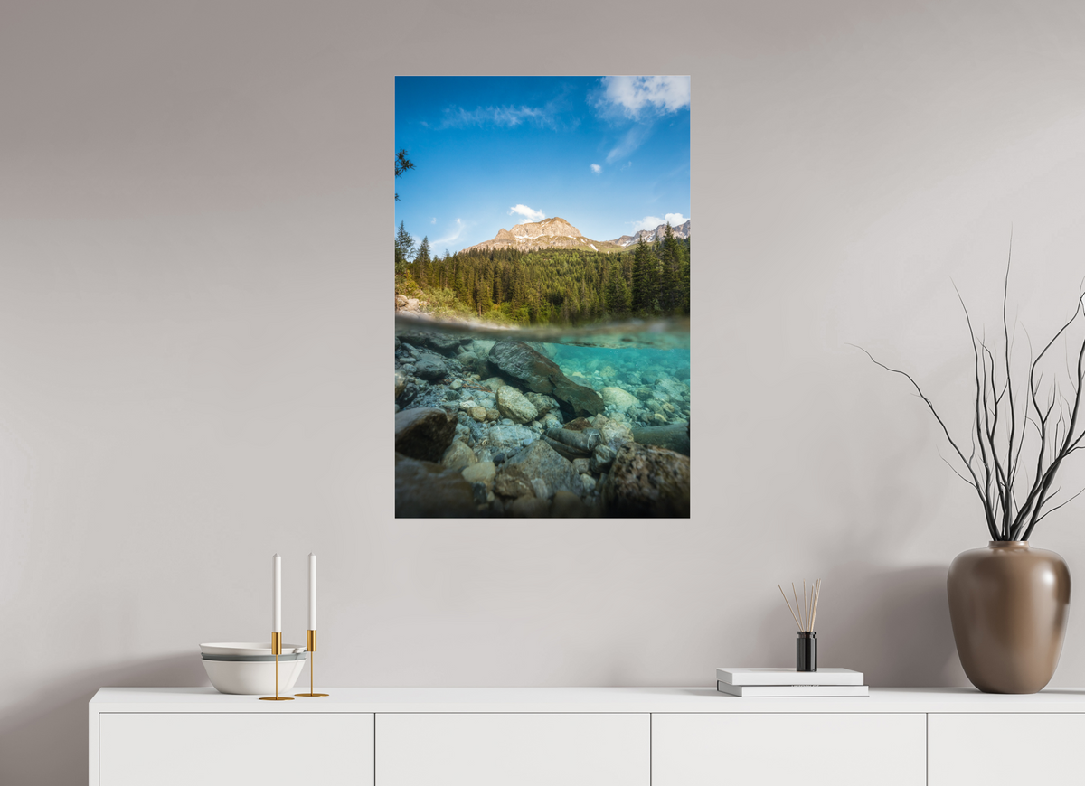 60 x 90 cm, Photo Print Under Acrylic Glass Summer on the Lech River, Arlberg