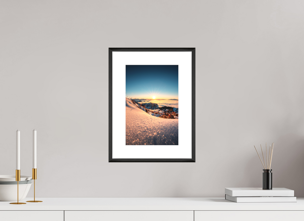 20 x 30 cm, Rahmen-Schwarz Sunset Mountain Layers, Vorarlberg