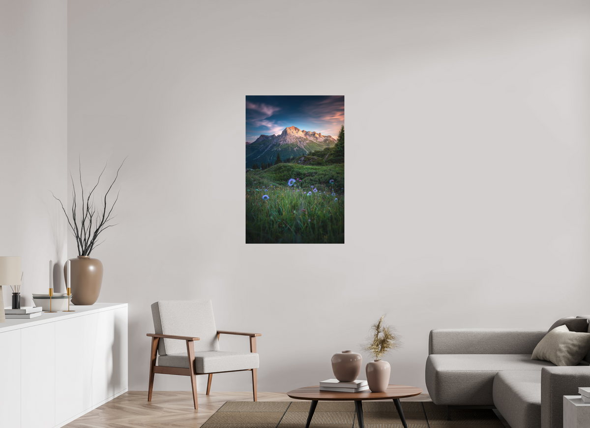 70 x 105 cm, Papierprint ohne Rahmen Omeshorn Sunset, Lech Austria