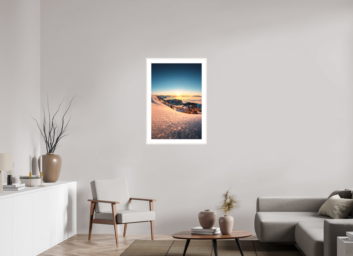 60 x 90 cm, Rahmen-Weiß Sunset Mountain Layers, Vorarlberg