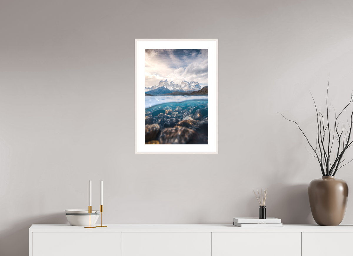 40 x 60 cm, Rahmen-Weiß Torres del Paine, Reflection