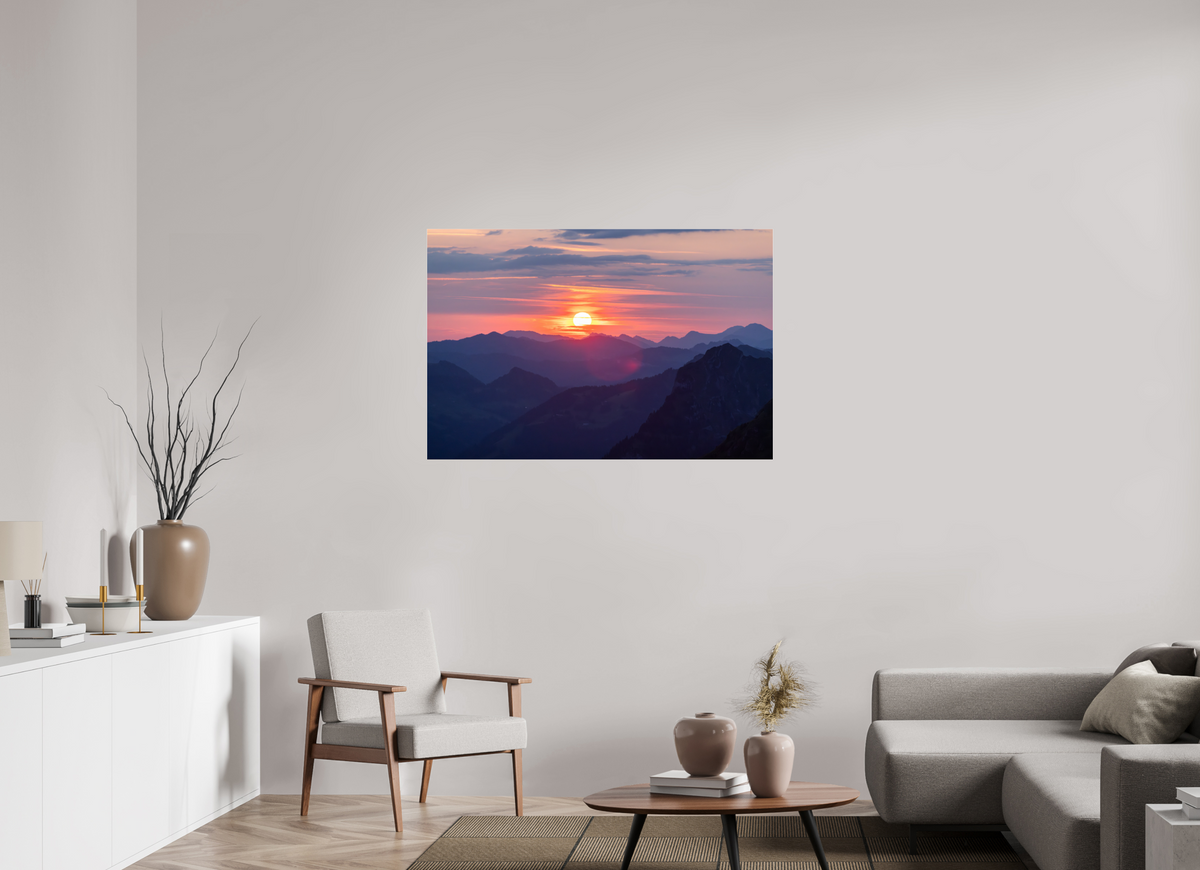 120 x 80 cm, Photo Print Under Acrylic Glass Hohe Matona Sunrise Layers, Alps